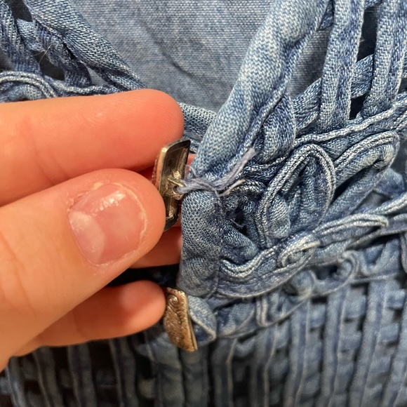 Vintage Denim Flower Vest See Thru With Tie on Back Size Large - Picture 8 of 8